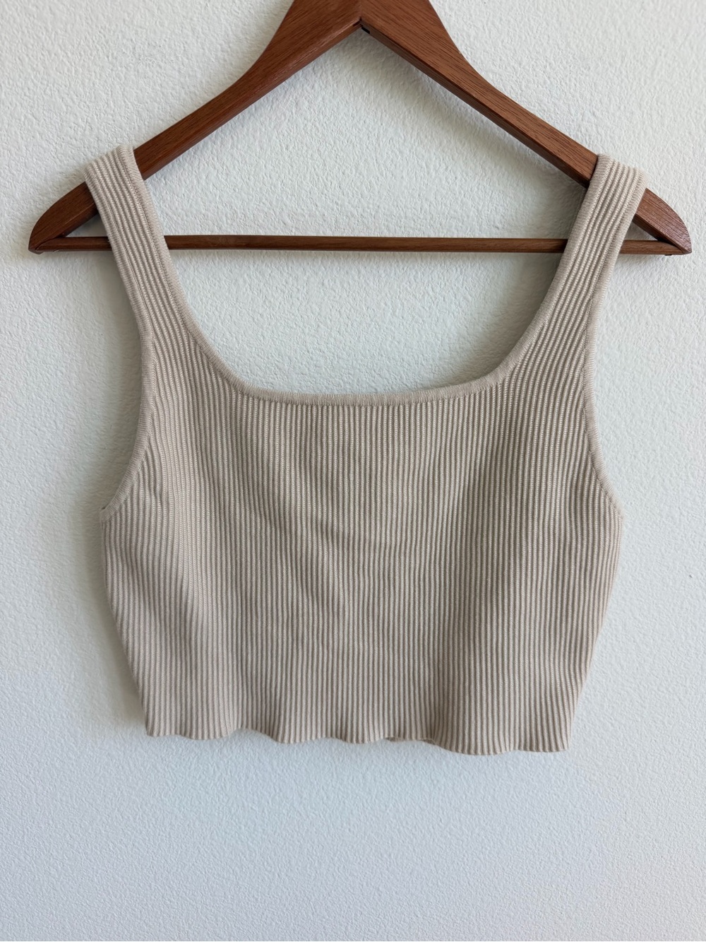 House of Harlow 1960 Woman’s Ribbed Square-Neck Tank - Taupe Size-L
